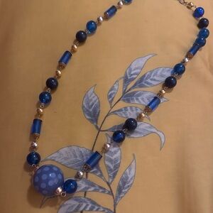 Blue Beaded Statement Necklace - Women's Jewelry
